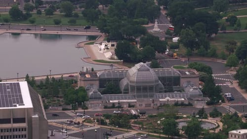 United States botanic garden aerial view in Washington dc on a bright sunny morning