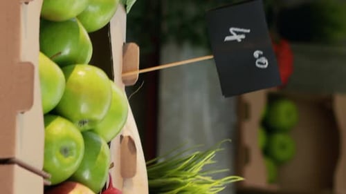 Vertical Video Ripe Fruits and Veggies Homegrown Sold at Farmers Market Stand