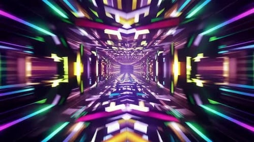 Futuristic Sci Fi Neon Tunnel Loop 3D Motion Graphics