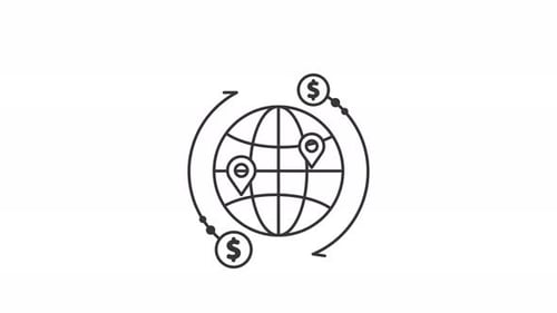 Outline global business icon animation motion graphic video