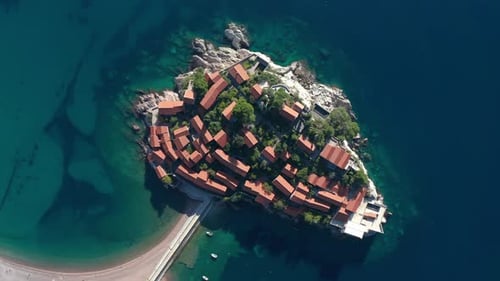 Aerial view of the famous Sveti Stefan island