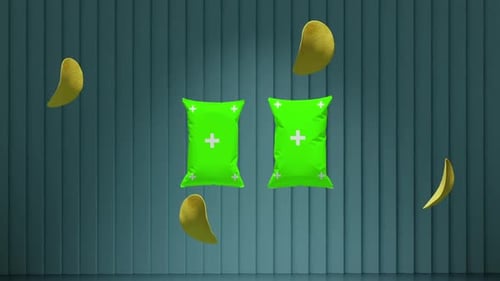 3D Animated Snack Bags with Flying Chips