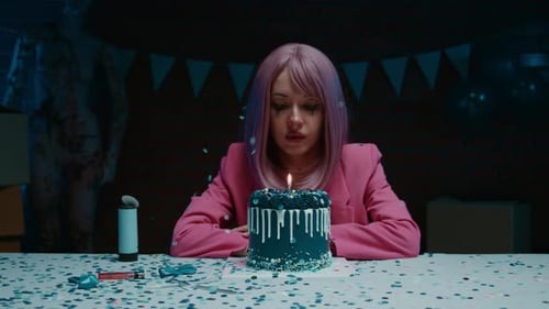 Sad Woman with Birthday Cake at Party
