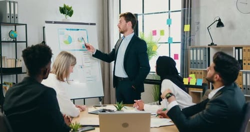 Professional Team Meeting Presentation in Modern Office