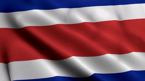 Costa Rica Flag Waving with Fabric Texture in Seamless Loop