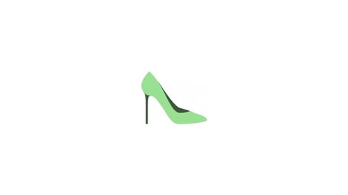 Animated Green High Heel Shoe Flat Design Icon