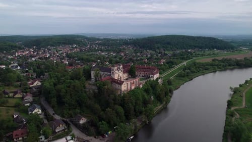 Benedictine Abbey Tyniec Krakow, aerial heritage on the river