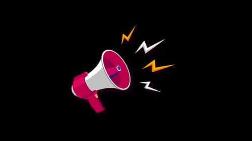 Flat Design Megaphone Announcement with Lightning Bolts