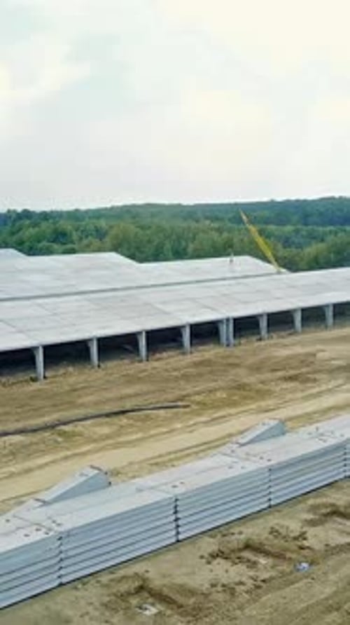 Construction of farm. Reconstruction work of new farm in countryside
