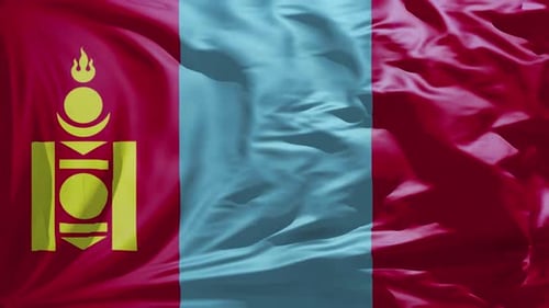 Realistic Mongolian Flag Waving Loop Animation