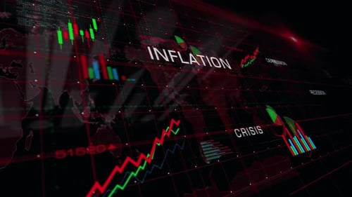 Inflation and recession crisis charts and graphs 3d diagram
