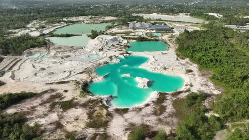 Surreal Blue Mining Lake Aerial Background