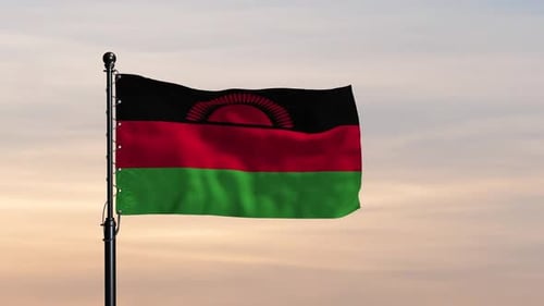Malawi Vibrant Flag Against a Serene Sky