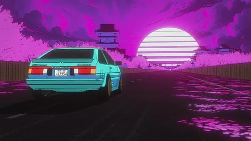 Retro Sakura Synthwave Car Loop
