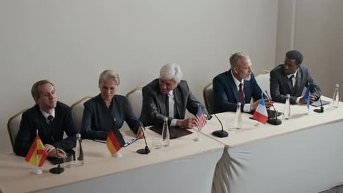 Delegates Attending Diplomatic Meeting at Global Summit