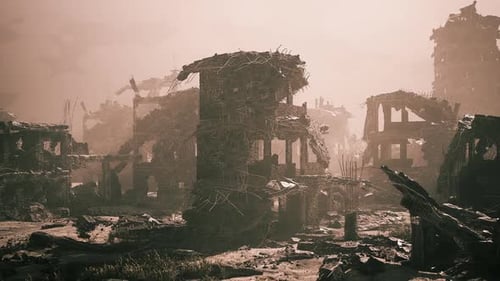 Destruction of a Once Lively Area in a Desolate Urban Landscape