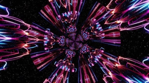 3d render kaleidoscopic fractal of pink and purple energy waves, endless loop