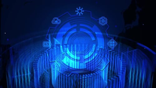 Interface Numérique Futuriste Avec Graphiques Bleu Néon Lumineux