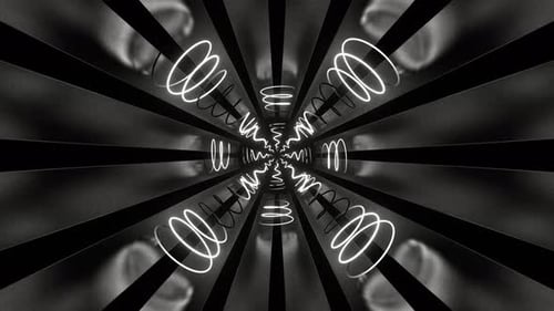 White Neon Spirals Tunnel Background Vj Loop In 4K