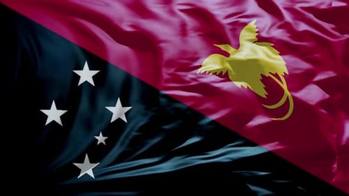 Seamless Papua New Guinea National Flag Waving Loop