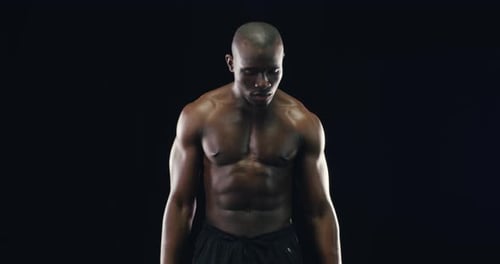 Shirtless Man with Muscles Posing