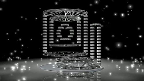 Abstract Geometric Equalizer Animation with Metallic Wireframes