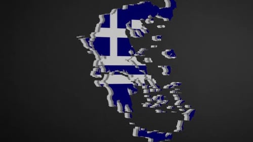 Geometric Map of Greece Flag Reveal Animation