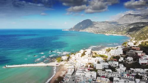 Scenic view of coastal town