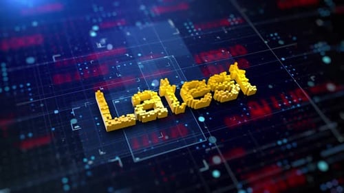 Futuristic 3D Pixel Latest Text on Digital Tech Grid