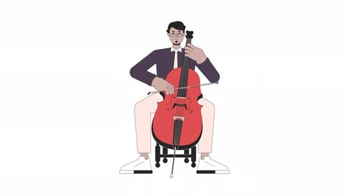 Animated Cello Player Illustration with Minimalist Design