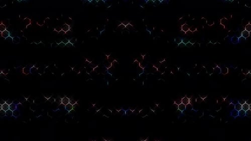 Animated Glowing Hexagon Grid with Neon Light Effects