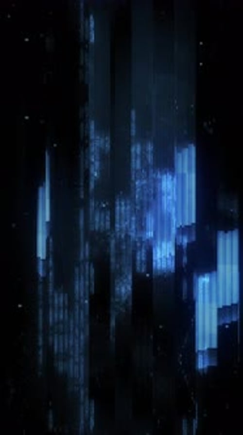 Vertical Blue Digital Glitch Data Stream Background