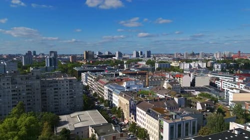 Aerial drone view of Berlin-Mitte, the central district of Berlin, Germany .