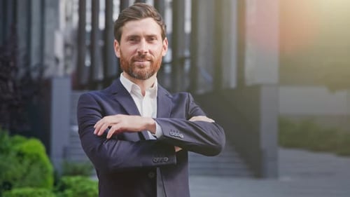 Smiling Successful Confident Caucasian Man Businessman Office Worker Manager Corporate Employee