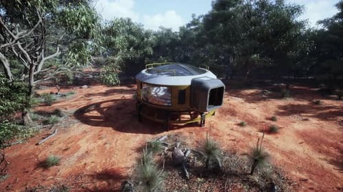 Futuristic Modular Pod House in Wilderness 3D Animation