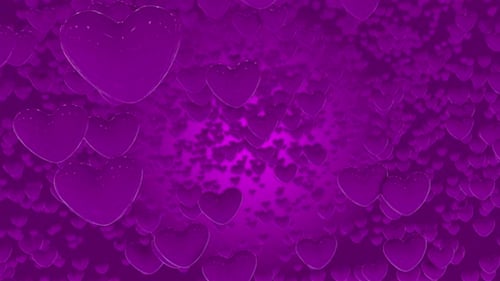 Animated Glossy Purple Hearts Floating Background Loop