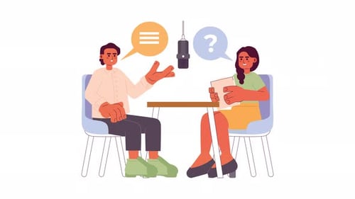 Animated Flat Design Interview with Two People Talking