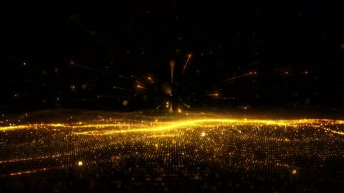 Abstract Futuristic Golden Particle Wave Background