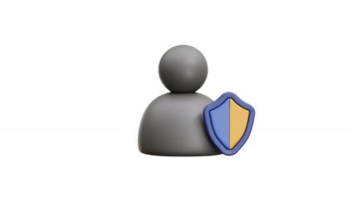 3D Animation User With Security Shield