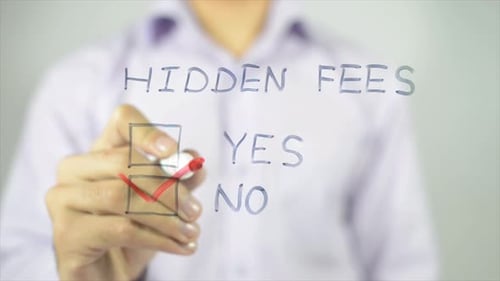 Hidden Fees No Checkmark on Glass Surface