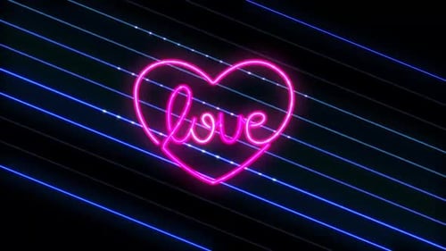 Love Heart Neon Light Club Animation Background Video