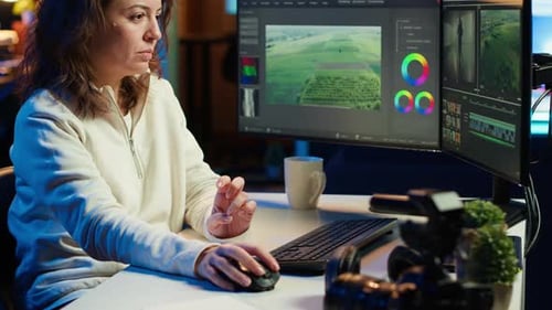 Video Editor Working for Production Company Editing Raw Footage