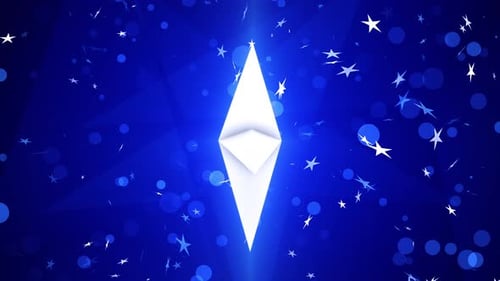White Star Rotating in Blue Night style Christmas New Year Background with stars falling down