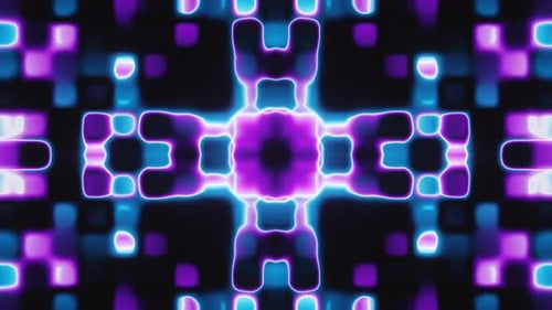 Animación de bucle vj con destello de degradado morado y azul, cuadrados de neón