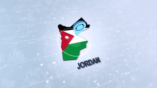 Jordan 3D Map with Flag and Location Pin Animation