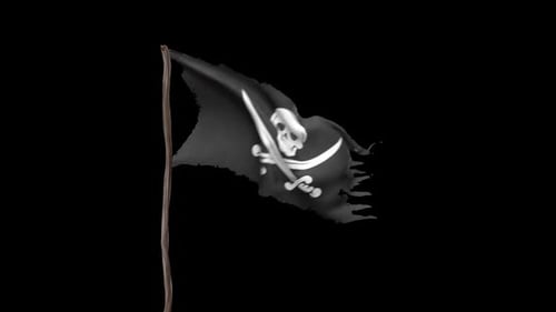 Animated Distressed Pirate Flag Waving