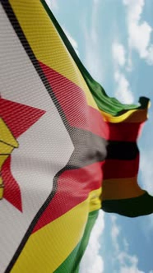 Zimbabwe National Flag Waving Loop in Vertical Format