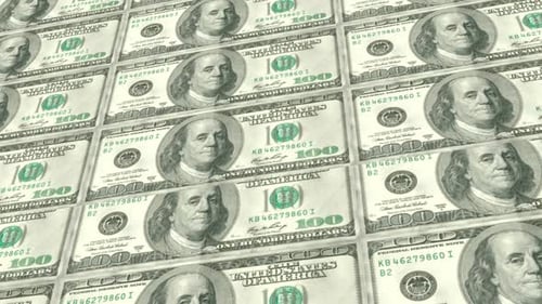 Animated Endless Field of American 100 Dollar Bills
