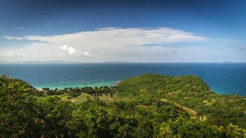 timelapse Breathtaking Scenic Overlook of Turquoise Ocean and Lush Green Coastline