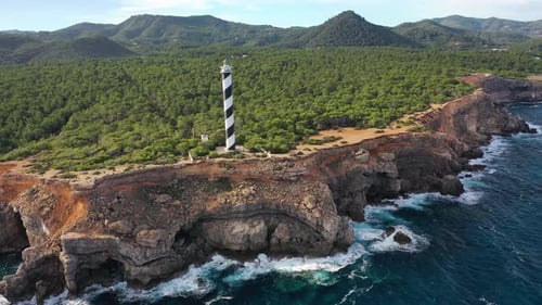 Aerial view of Ibiza Island, Balearic Island, Spain.